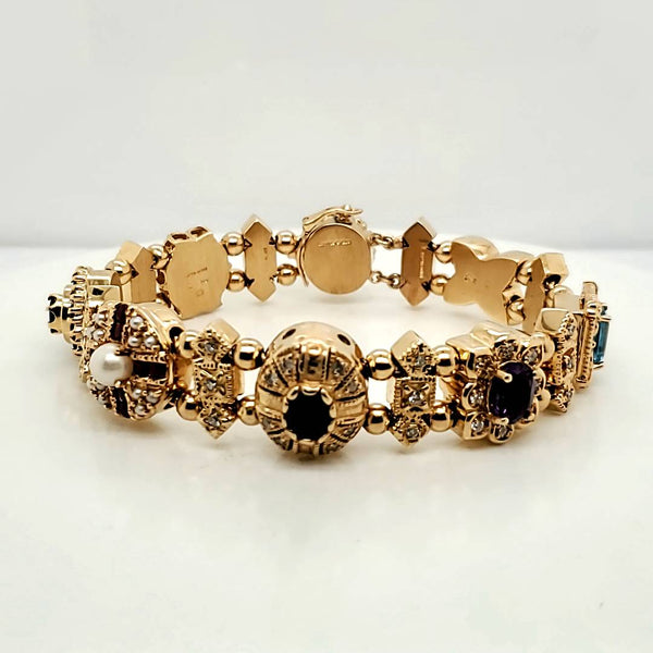 14Kt Yellow Gold and Gemstone Full Slide Bracelet