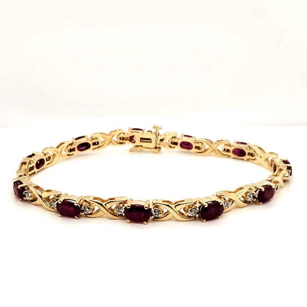 14Kt Yellow Gold Ruby & Diamond Bracelet