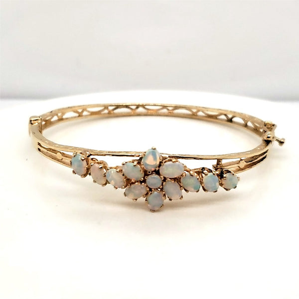 Vintage 14kt Yellow Gold Opal Bangle Bracelet