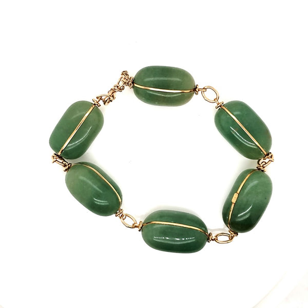 Vintage 18kt Yellow Gold Jade Bracelet