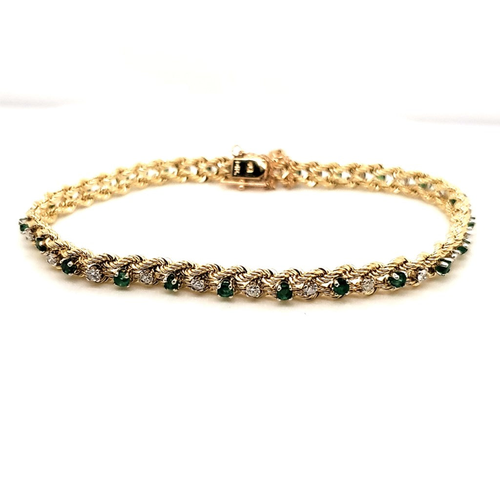 14kt Yellow Gold Emerald and Diamond Bracelet