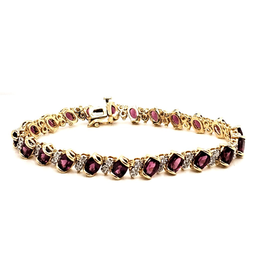 14kt Yellow Gold Tourmaline and Diamond Bracelet