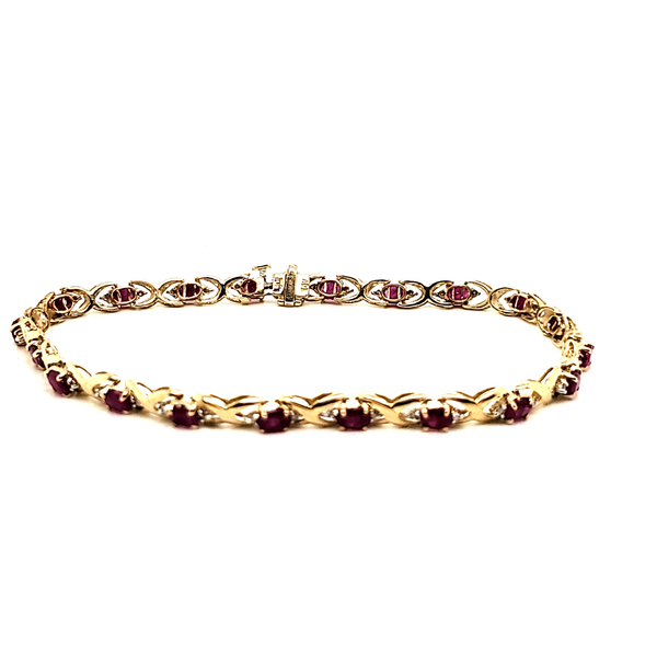 10kt Yellow Gold Ruby and Diamond Bracelet