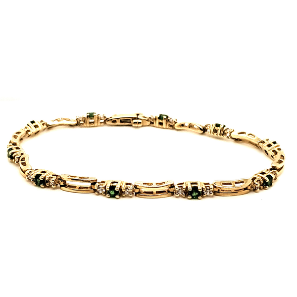 14kt Yellow Gold Tsavorite Garnet and Diamond Bracelet