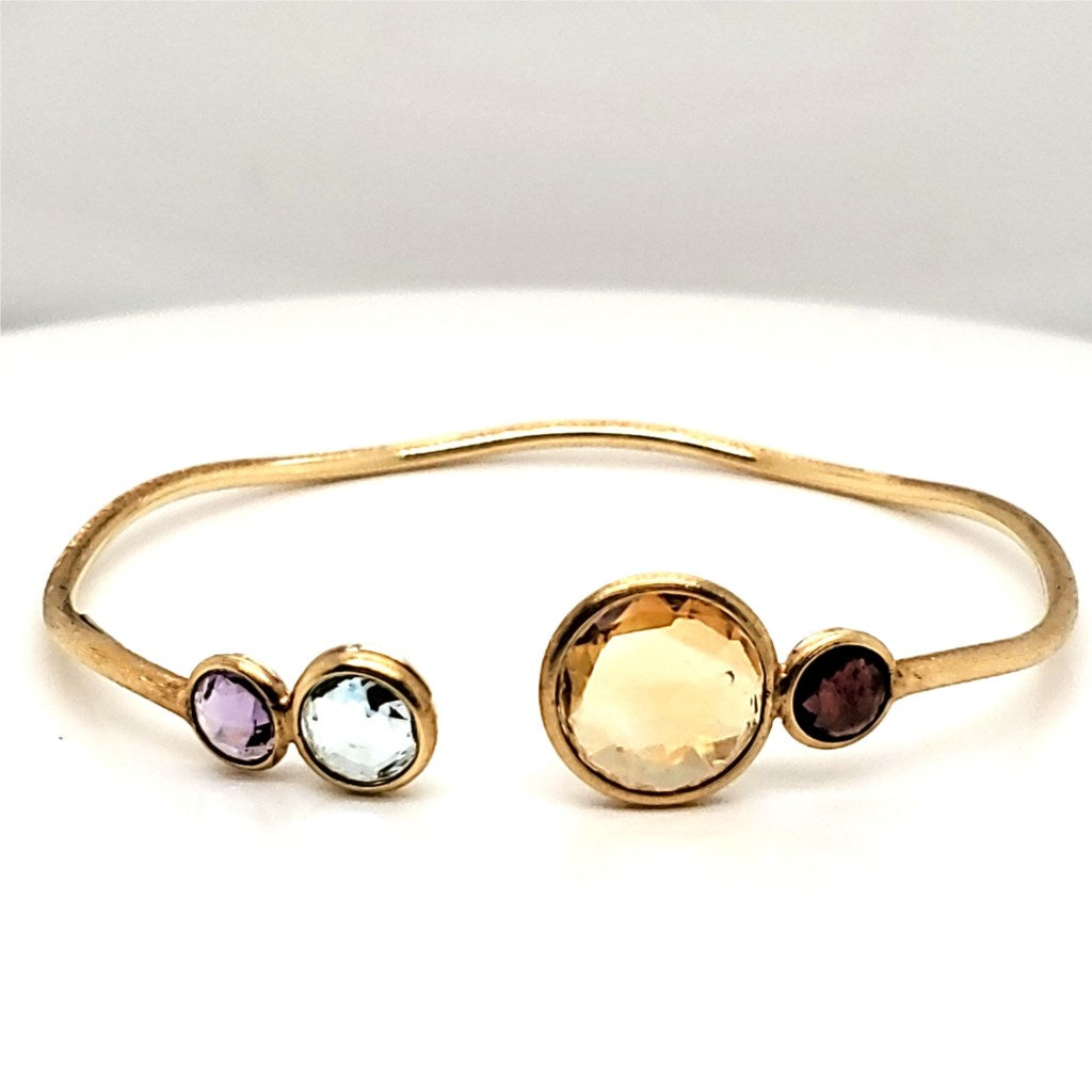 Marco Bicego Jaipur 18Kt Yellow Gold Bangle Bracelet With Bezel Set Gemstones