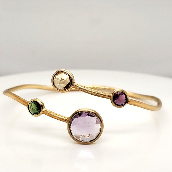 Marco Bicego Jaipur 18Kt Yellow Gold Bangle Bracelet With Bezel Set Gemstones