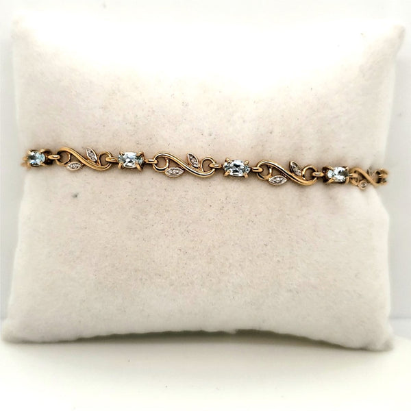 14kt Yellow Gold Aquamarine and Diamond Bracelet