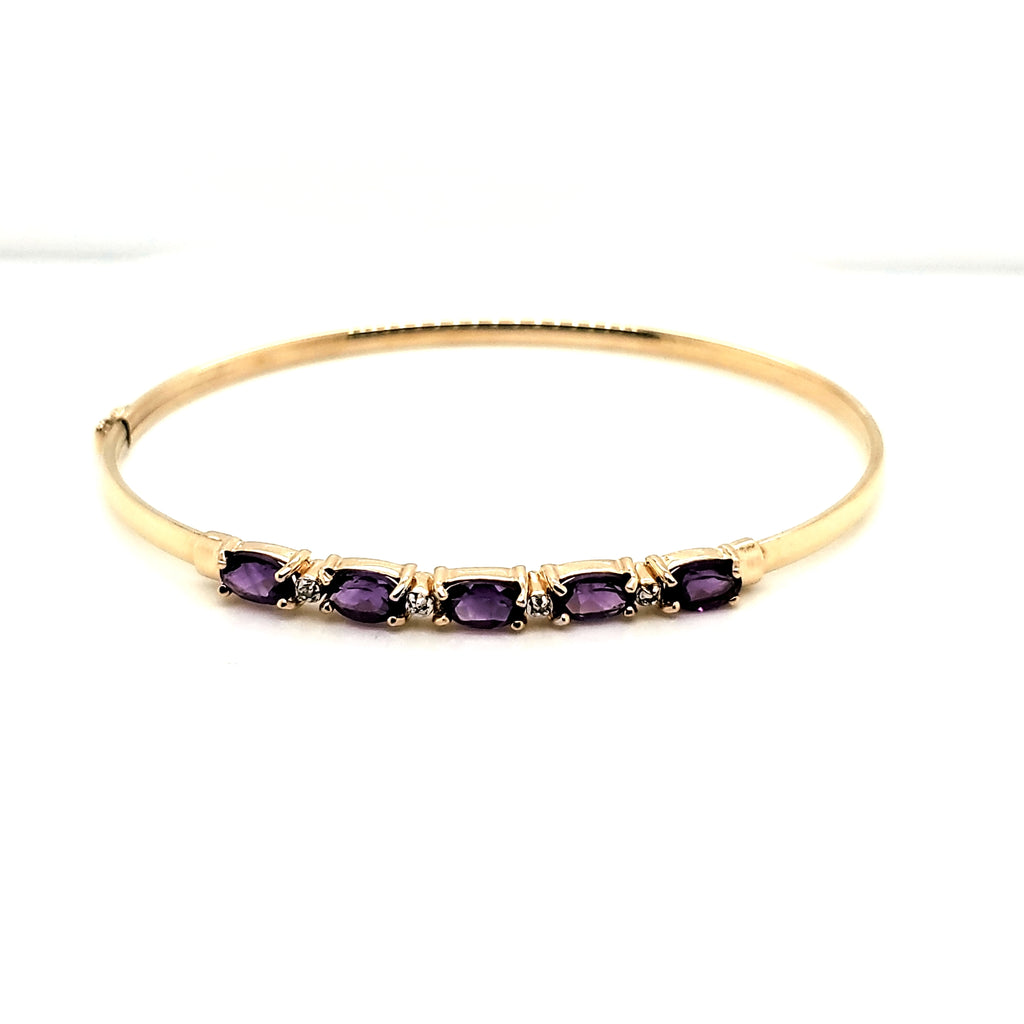 14kt Yellow Gold Amethyst and Diamond Bangle Bracelet