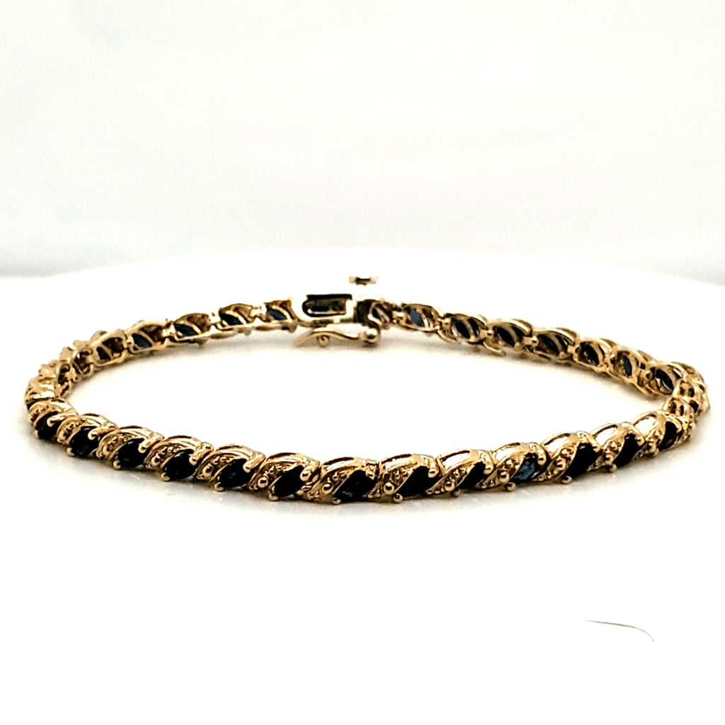 14kt Yellow Gold sapphire Link Bracelet