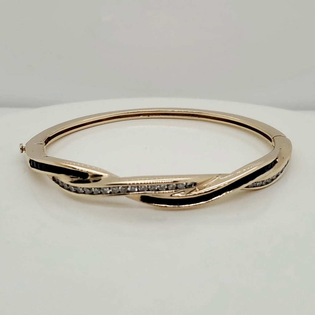 14kt Yellow Gold Sapphire and Diamond Bangle Bracelet