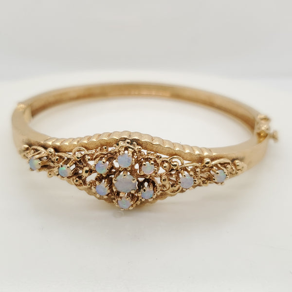 Vintage 14Kt Gold And Opal Bangle Bracelet