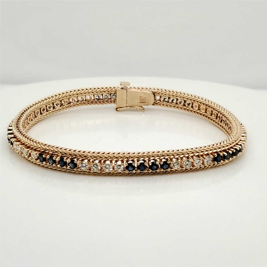 Vintage 14kt Yellow Gold Sapphire and Diamond Bracelet