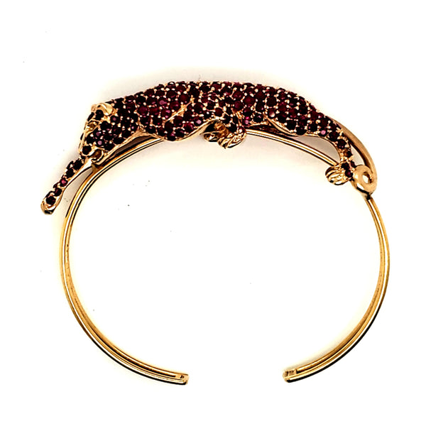 18kt Yellow Gold and Ruby Panther Cuff Bracelet