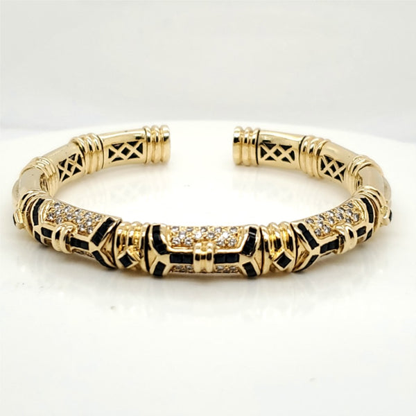 18kt Yellow Gold Sapphire and Diamond Cuff Bracelet