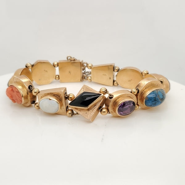 Vintage 14Kt Yellow Gold Bracelet With Large Slides