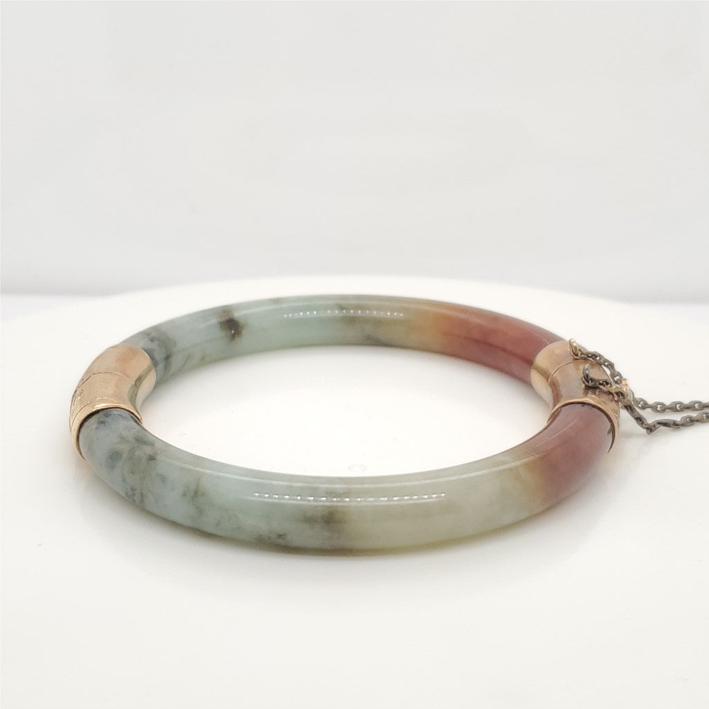 Vintage 14kt Yellow Gold Jade Bracelet