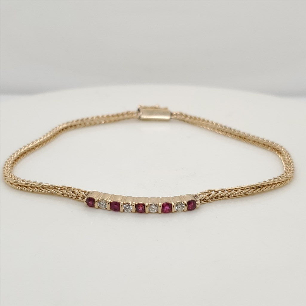 14kt Yellow Gold Ruby and Diamond Bracelet