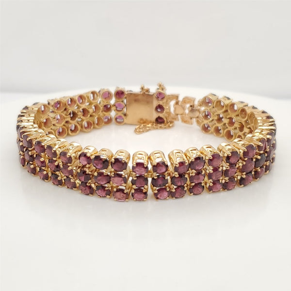 Vintage 18kt Yellow Gold Rubellite Tourmaline Bracelet