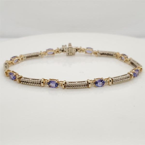 14kt White and Yellow Gold Tanzanite and Diamond Bracelet