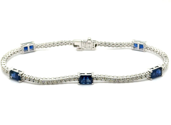 5.33 Ctw 14kt White Gold Sapphire And Diamond Bracelet