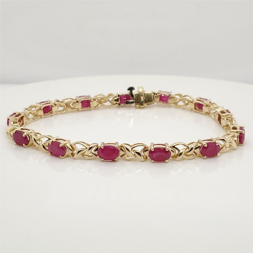 14Kt Yellow Gold Ruby Bracelet