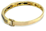 14kt Yellow Gold Black Onyx And Diamond Bangle Bracelet