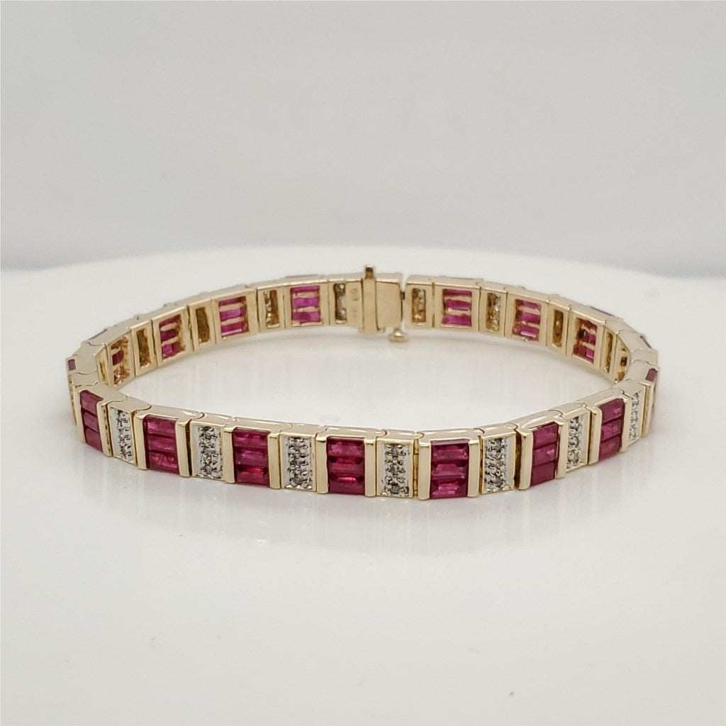 14kt Yellow Gold Ruby and Diamond Bracelet