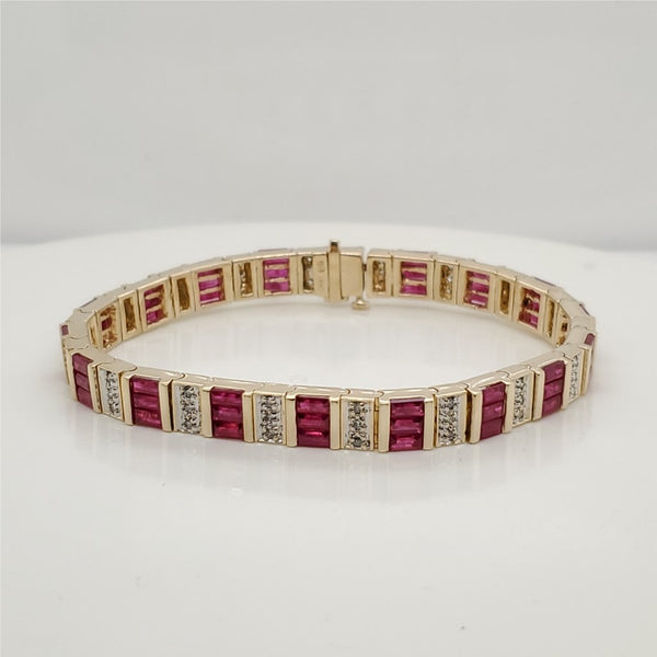 14kt Yellow Gold Ruby and Diamond Bracelet
