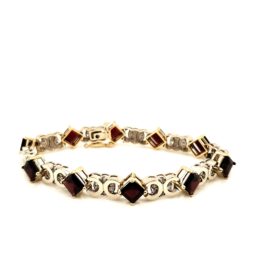 14kt White and Yellow Gold Garnet and Diamond Bracelet