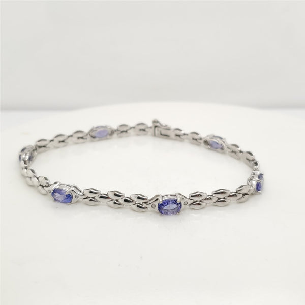 14kt White Gold Tanzanite and Diamond Bracelet