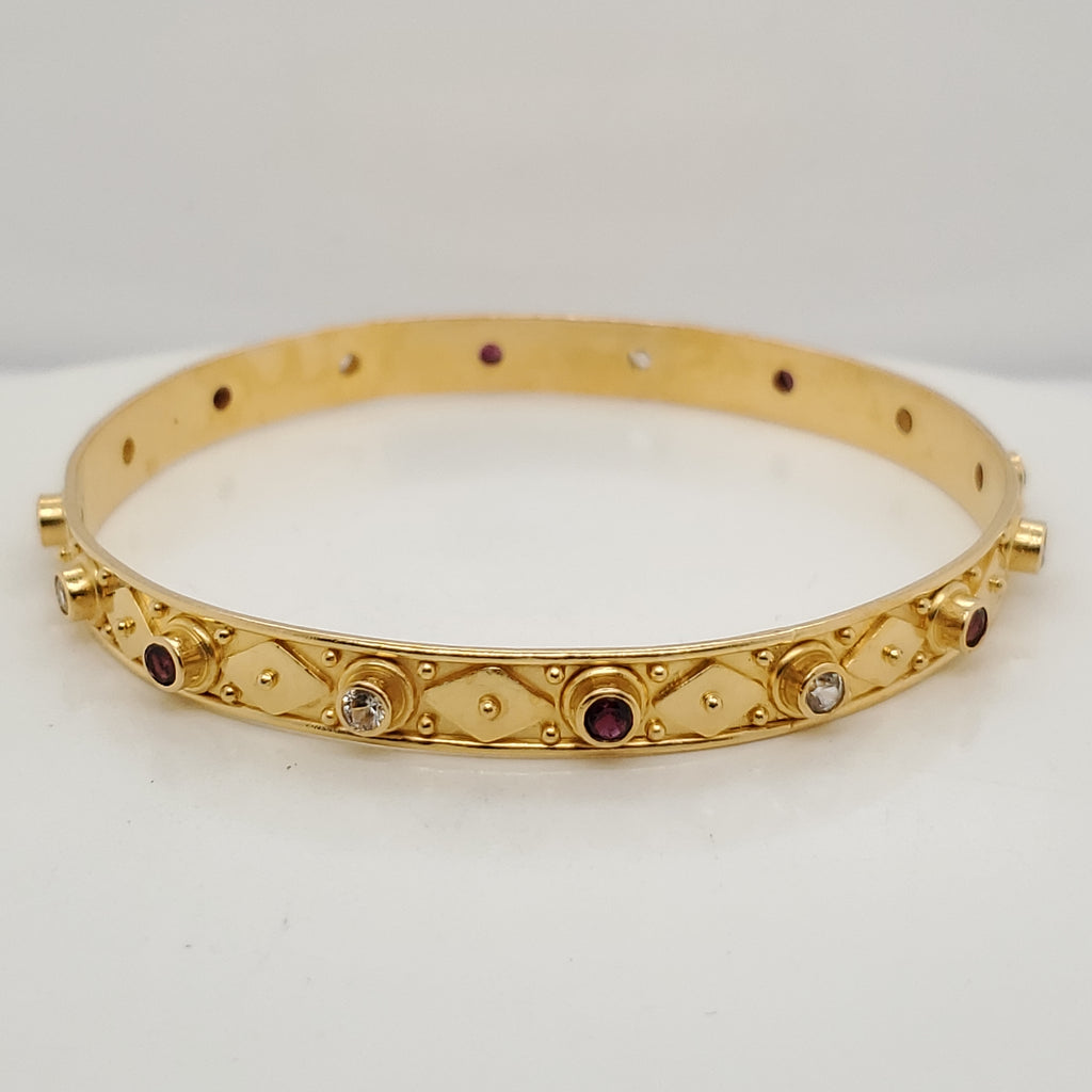 Carolyn Tyler 22Kt Gold and Gemstone Bangle Bracelet