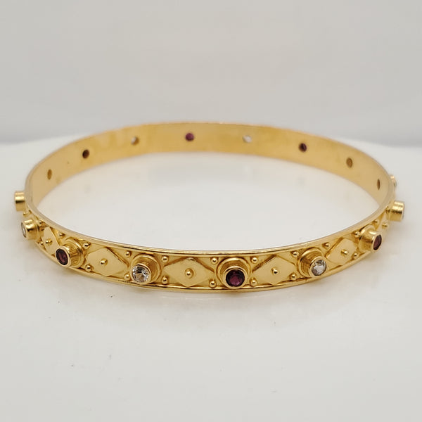 Carolyn Tyler 22Kt Gold and Gemstone Bangle Bracelet
