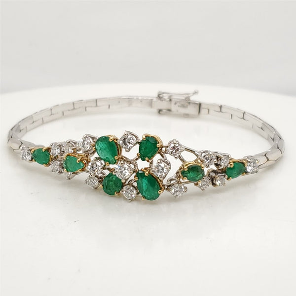 18kt White Gold Emerald & Diamond Bracelet