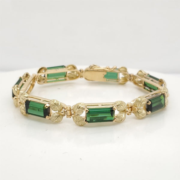 18kt Yellow Gold Green Tourmaline Bracelet