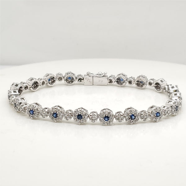 14kt White Gold Sapphire and Diamond Bracelet