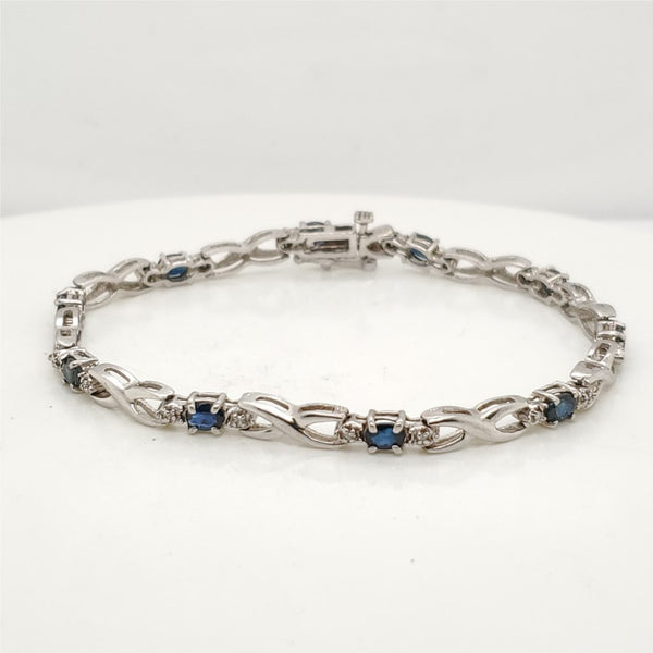 10kt White Gold Sapphire and Diamond Bracelet