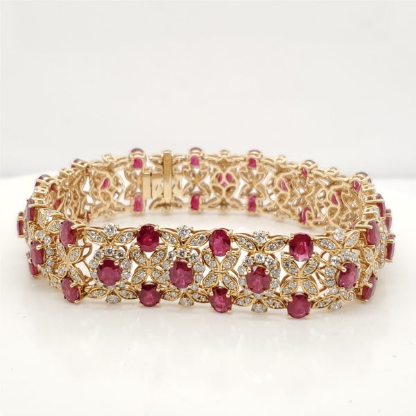 14Kt Yellow Gold Ruby and Diamond Bracelet
