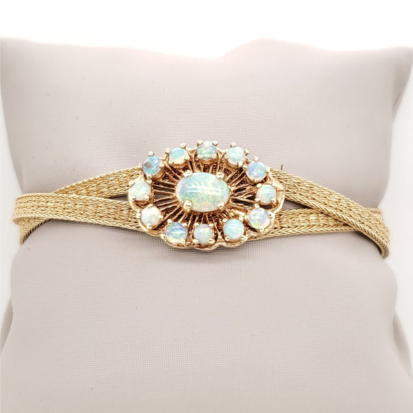 Vintage Mid-century 14kt Yellow Gold Opal Bracelet