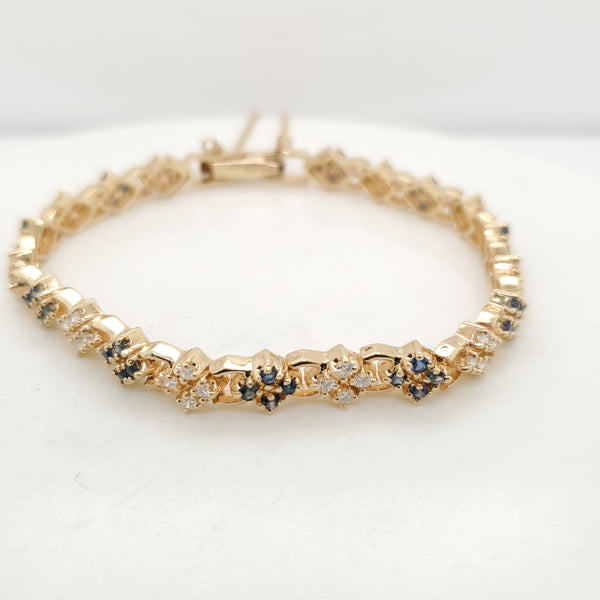 14kt Yellow Gold Diamond and Sapphire Link Bracelet