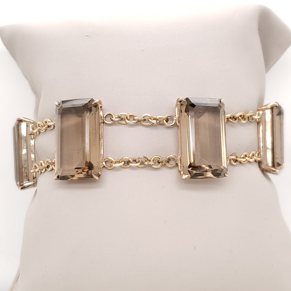 Vintage 14Kt Yellow Gold Smoky Topaz Bracelet