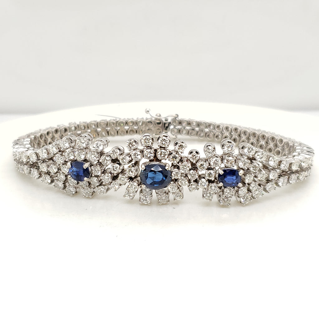 14kt White Gold Sapphire and Diamond Bracelet