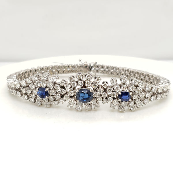 14kt White Gold Sapphire and Diamond Bracelet
