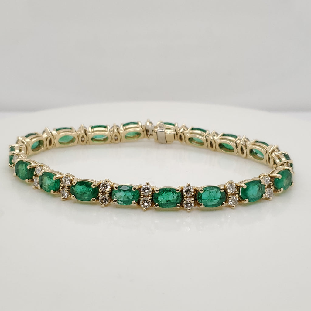14kt Yellow Gold Emerald and Diamond Bracelet