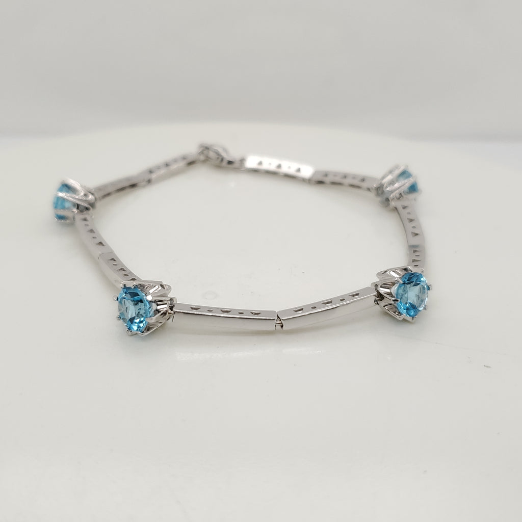 Vintage 14kt White Gold Blue Zircon Bracelet
