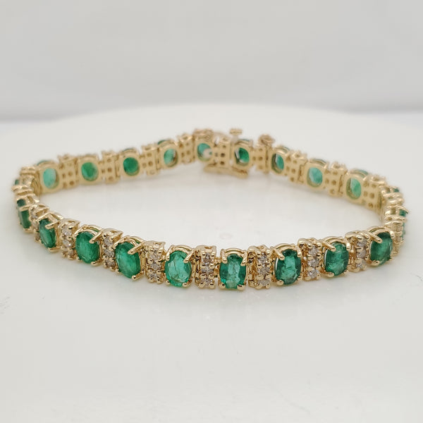 14kt Yellow Gold Emerald and Diamond Bracelet