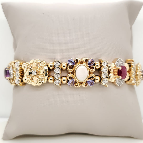 14kt Yellow Gold and Gemstone Full Slide Bracelet