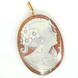 Cameo White Lds Head On Brown Background 14Kt Yg