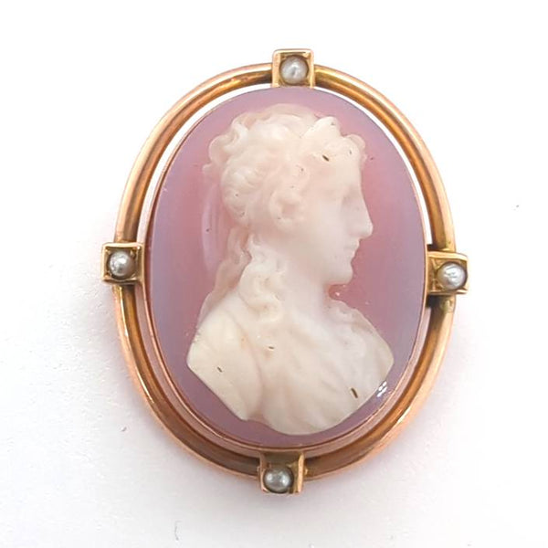 Victorian Carved Agate Cameo Brooch/Pendant