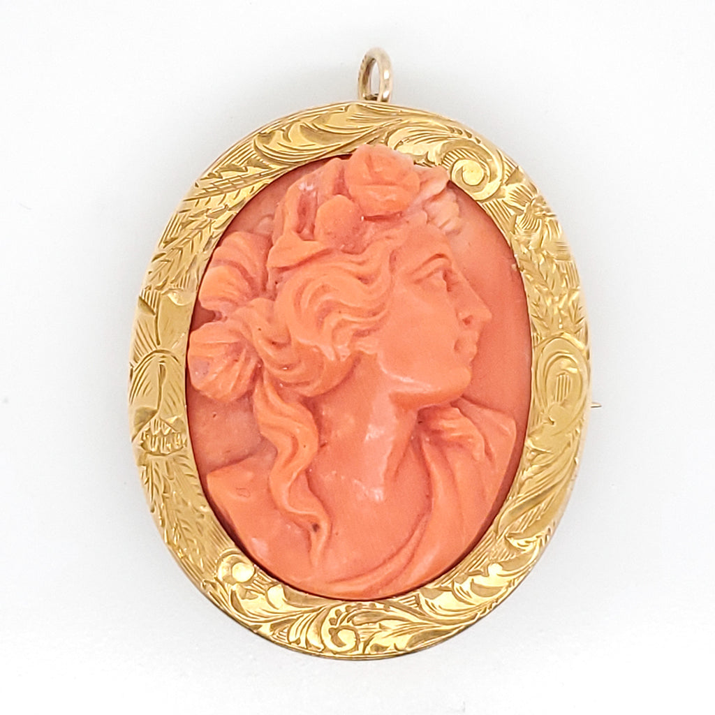 Victorian Hand Carved Coral Cameo