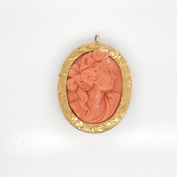 Victorian Hand Carved Coral Cameo